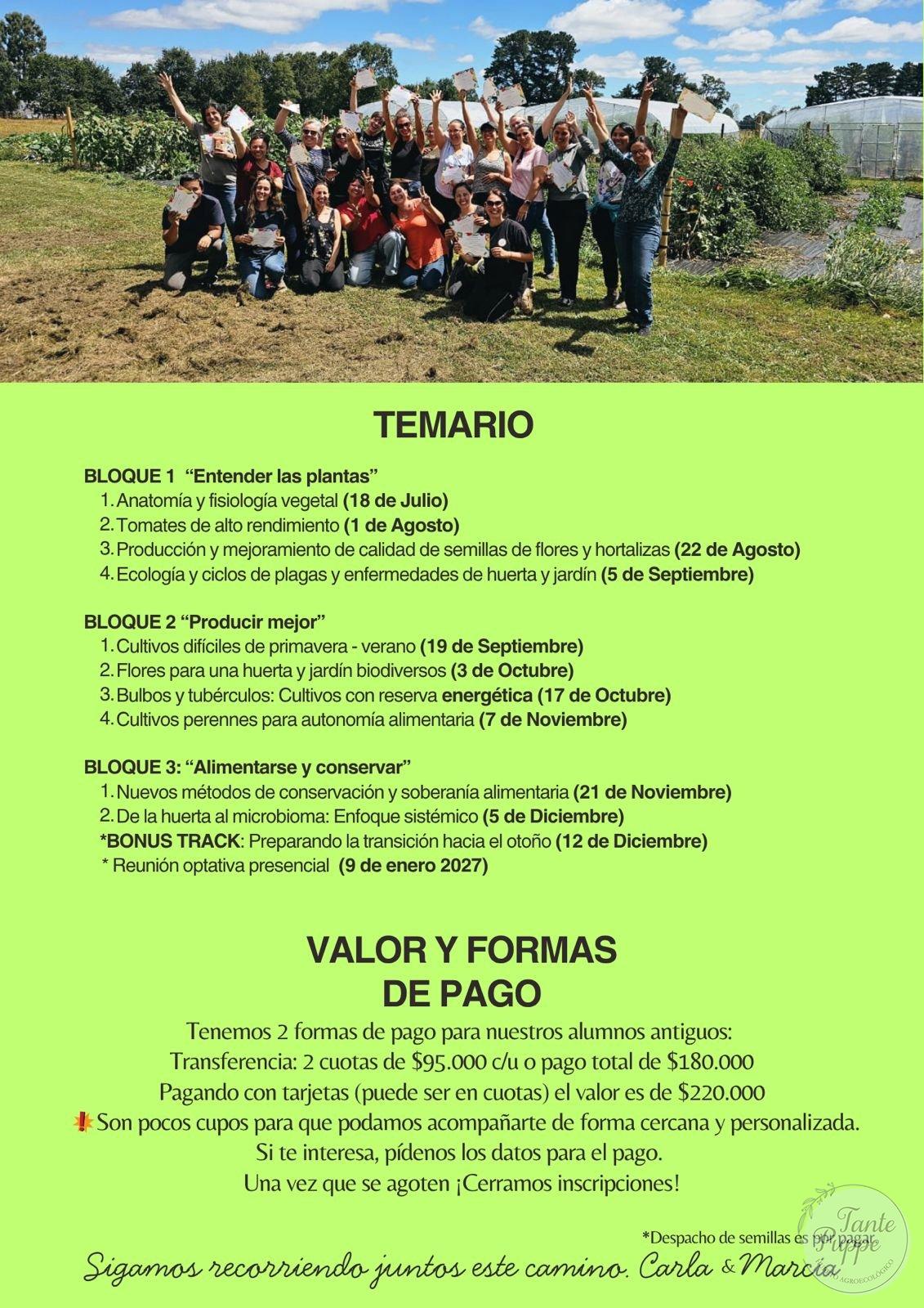 Curso de huerta y agroecología: Acompañamiento Avanzado  Primavera-Verano 2026