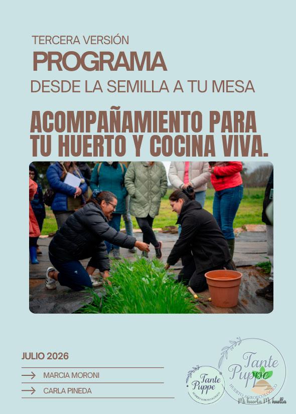 Programa de Acompañamiento Huerto y Cocina Viva 2026 Clase presencial de huerto agroecológico y siembra sustentable en Tante Puppe