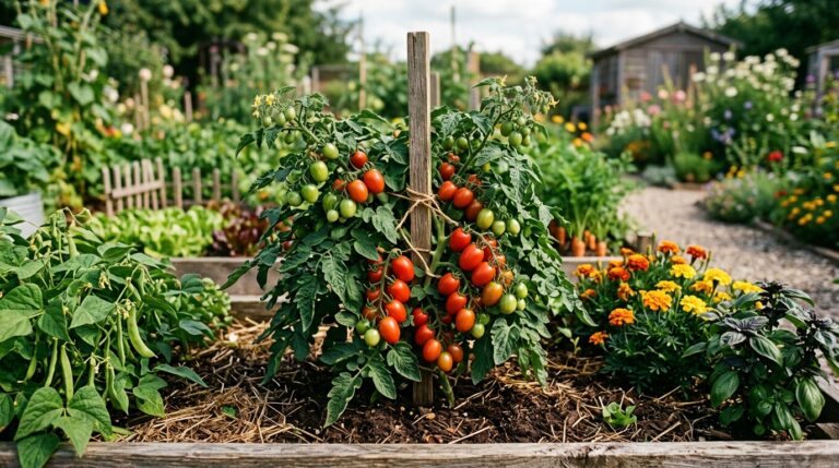 Planta de tomate determinado de crecimiento compacto